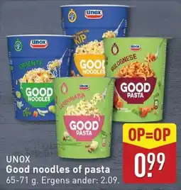 ALDI Unox Good noodles of pasta aanbieding