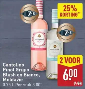 ALDI Cantolino Pinot Grigio Blush en Bianco, Moldavië aanbieding