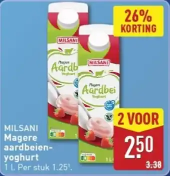 ALDI Milsani Magere Aardbeien Yoghurt aanbieding