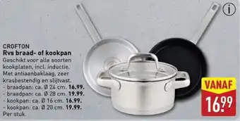 ALDI Crofton Rvs Braad of kookpan aanbieding