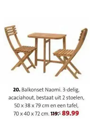 Intratuin Balkonset Naomi 3-Delig aanbieding