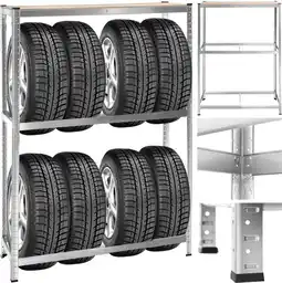 Praxis tectake - Bandenstelling voor max. 8 banden - 120 x 40 x 180 cm - Grijs aanbieding