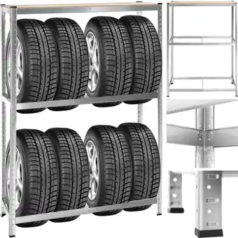 Praxis tectake - Bandenstelling voor max. 8 banden - 120 x 40 x 180 cm - Grijs aanbieding