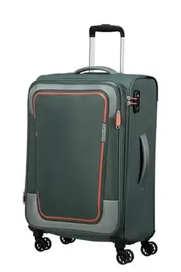 Amazon American Tourister Pulsonic - Spinner M, uitbreidbare koffer, 68 cm, 64/74 L, Green (Dark Forest) aanbieding