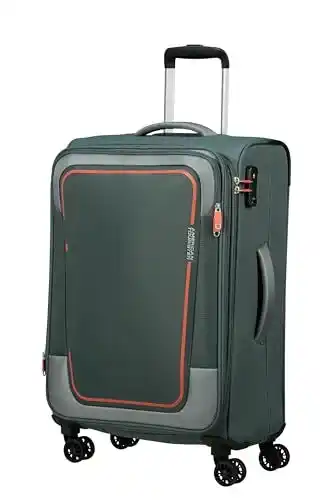 Amazon American Tourister Pulsonic - Spinner M, uitbreidbare koffer, 68 cm, 64/74 L, Green (Dark Forest) aanbieding