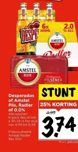 Vomar Voordeelmarkt Desperados of Amstel Pils, Radler of 0.0% aanbieding