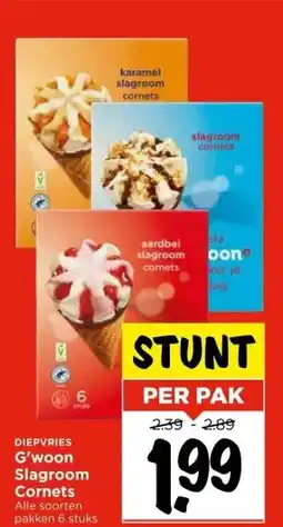 Vomar Voordeelmarkt DIEPVRIES G'woon Slagroom Cornets aanbieding
