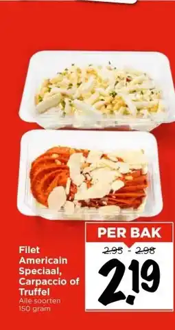 Vomar Voordeelmarkt Filet Americain Speciaal, Carpaccio of Truffel aanbieding