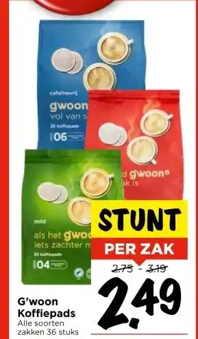Vomar Voordeelmarkt G'woon Koffiepads aanbieding