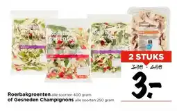 Vomar Voordeelmarkt Roerbakgroenten alle soorten 400 gram of Gesneden Champignons alle soorten 250 gram aanbieding