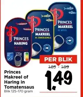 Vomar Voordeelmarkt Princes Makreel of Haring in Tomatensaus aanbieding