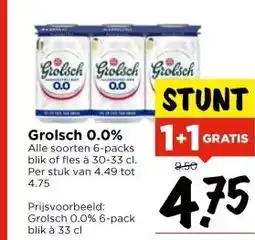 Vomar Voordeelmarkt Grolsch 0.0% aanbieding