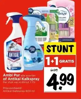 Vomar Voordeelmarkt Ambi Pur alle soorten of Antikal Kalkspray aanbieding