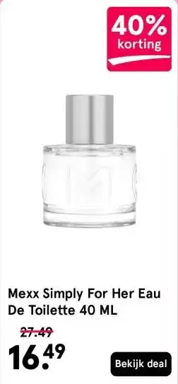 Etos Mexx Simply For Her Eau De Toilette 40 ML aanbieding