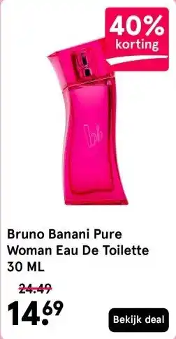 Etos Bruno Banani Pure Woman Eau De Toilette 30 ML aanbieding