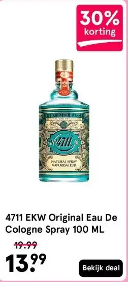 Etos 4711 EKW Original Eau De Cologne Spray 100 ML aanbieding