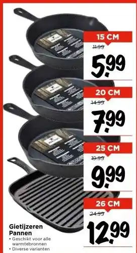 Vomar Voordeelmarkt Gietijzeren Pannen aanbieding