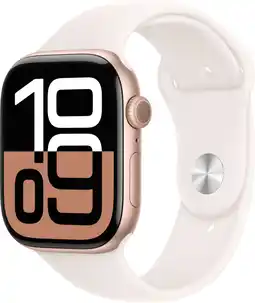 MediaMarkt APPLE Watch S10 GPS 46mm Rubber band M/L Smartwatch Rose Gold aanbieding