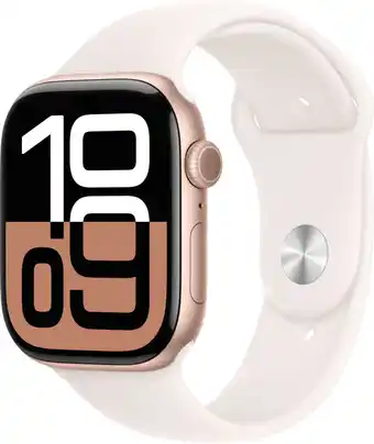 MediaMarkt APPLE Watch S10 GPS 46mm Rubber band M/L Smartwatch Rose Gold aanbieding