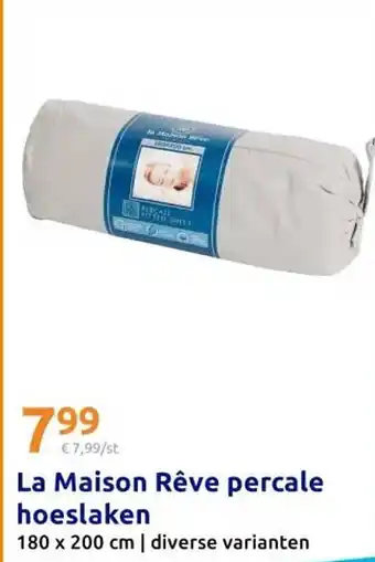 Action La Maison Rêve percale hoeslaken aanbieding