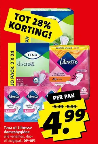 Boni Tena Of Libresse Dameshygiëne Tot 28% Korting aanbieding