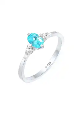 Douglas Elli Dames Solitaire Blauwe Ovale Verloving met Zirkonia Kristallen in 925 Sterling Zilver aanbieding