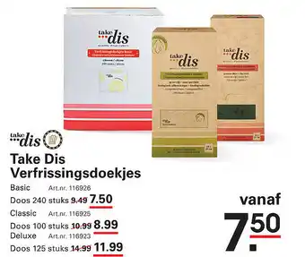 Sligro Take Dis Verfrissingsdoekjes aanbieding