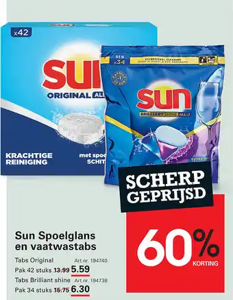 Sligro Sun Spoelglans en vaatwastabs aanbieding