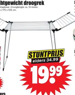 Dirk XXL lichtgewicht droogrek aanbieding