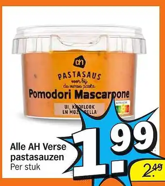 Albert Heijn Alle AH Verse pastasauzen aanbieding