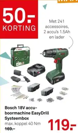 Karwei Bosch 18V accu-boormachine EasyDrill Systeembox aanbieding