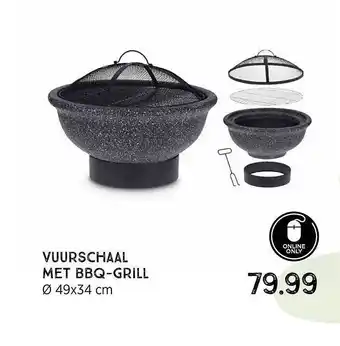 Xenos Vuurschaal Met BBQ-Grill Ø 49x34 Cm aanbieding