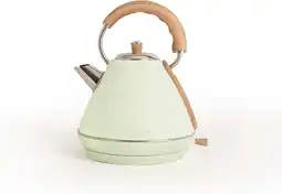Bol.com CREATE KETEL RETRO L - Waterkoker 1.7L - Roestvrij staal - Pastelgroen & natuurlijk hout aanbieding