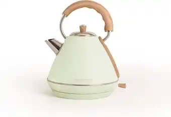 Bol.com CREATE KETEL RETRO L - Waterkoker 1.7L - Roestvrij staal - Pastelgroen & natuurlijk hout aanbieding