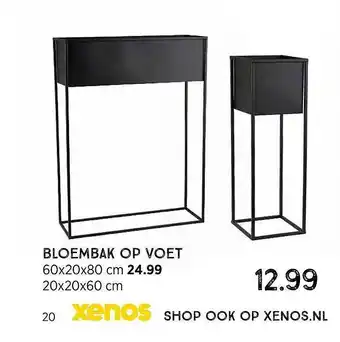 Xenos Bloembak Op Voet 60x20x80 Cm Of 20x20x60 Cm aanbieding