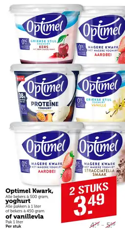 Coop Optimel Kwark, yoghurt of vanillevla aanbieding