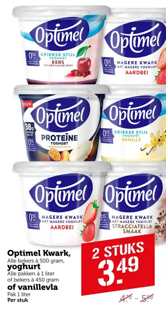 Coop Optimel Kwark, yoghurt of vanillevla aanbieding