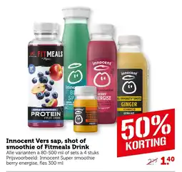 Coop Innocent Vers sap, shot of smoothie of Fitmeals Drink aanbieding