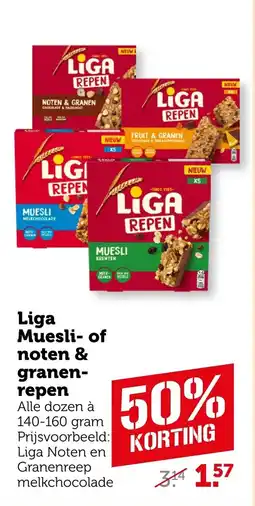 Coop Liga Muesli of noten & granenrepen aanbieding
