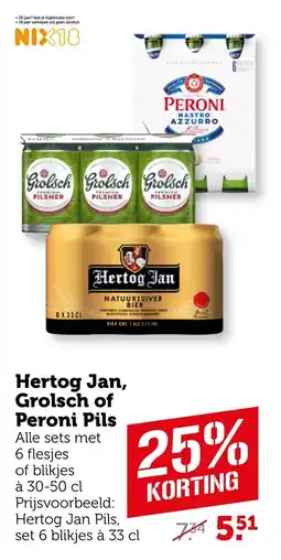 Coop Hertog Jan, Grolsch of Peroni Pils aanbieding