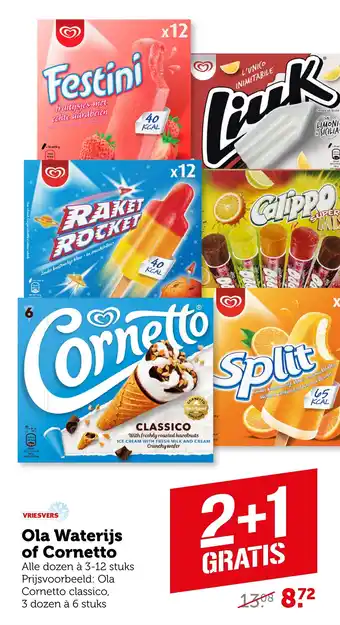 Coop Vriesvers Ola Waterijs of Cornetto aanbieding