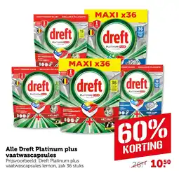 Coop Dreft Platinum plus vaatwascapsules aanbieding