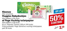 Coop Kleenex, Huggies Babydoekjes of Page Vochtig toiletpapier aanbieding