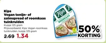 PLUS Kips Vegan tonijn- of zalmspread of roomkaas tuinkruiden aanbieding