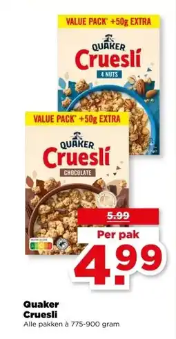 PLUS Quaker Cruesli aanbieding