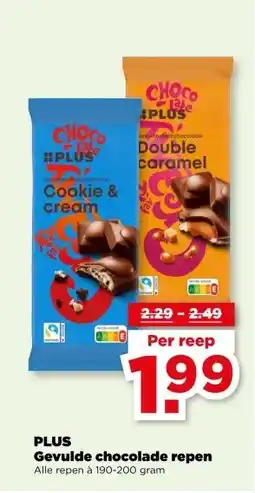 PLUS PLUS Gevulde chocolade repen aanbieding