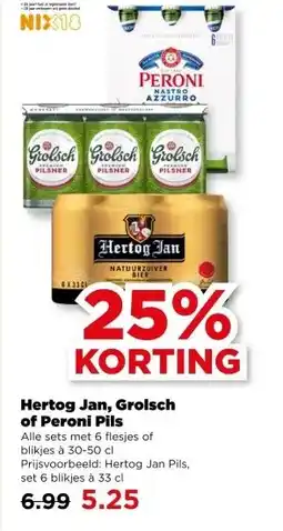 PLUS Hertog Jan, Grolsch of Peroni Pils aanbieding