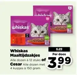 PLUS Whiskas Maaltijdzakjes of Cesar aanbieding