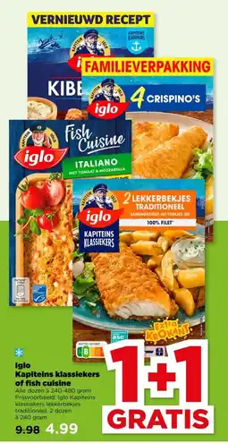 PLUS Iglo Kapiteins klassiekers of fish cuisine aanbieding