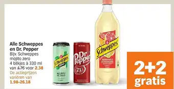 Albert Heijn Alle Schweppes en Dr. Pepper aanbieding